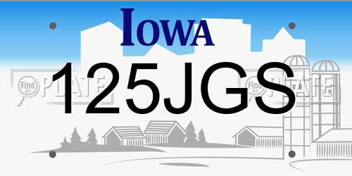125JGS Iowa License Plate