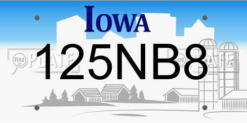 125NB8 Iowa License Plate