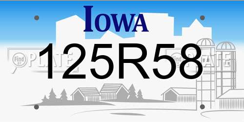 125R58 Iowa License Plate