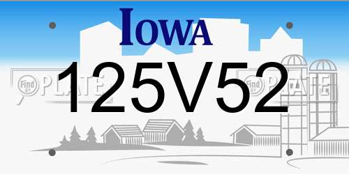 125V52 Iowa License Plate