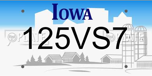 125VS7 Iowa License Plate