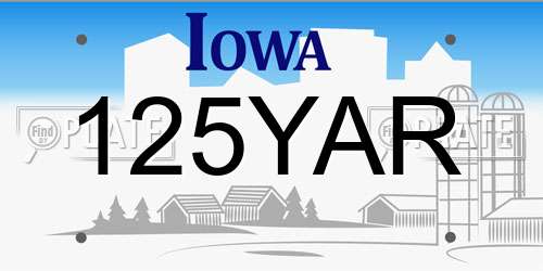 125YAR Iowa License Plate