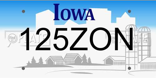 125ZON Iowa License Plate