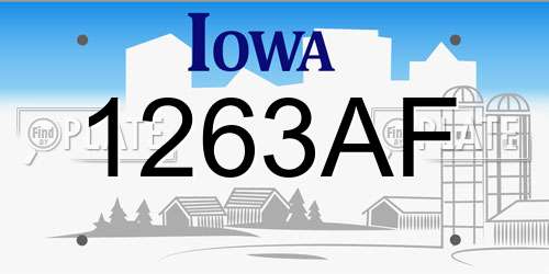 1263AF Iowa License Plate