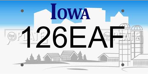 126EAF Iowa License Plate