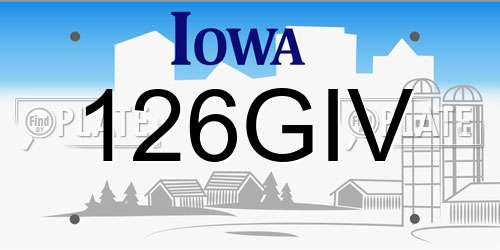 126GIV Iowa License Plate