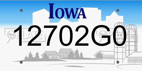 12702G0 Iowa License Plate