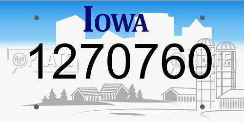 1270760 Iowa License Plate