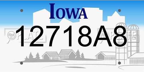12718A8 Iowa License Plate