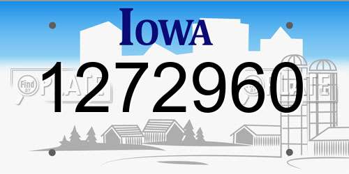 1272960 Iowa License Plate