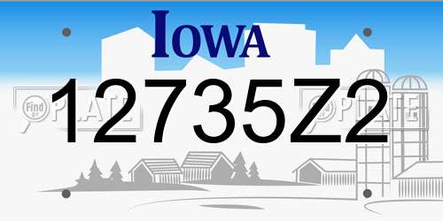 12735Z2 Iowa License Plate
