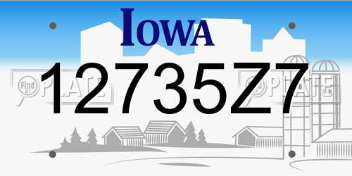 12735Z7 Iowa License Plate