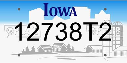 12738T2 Iowa License Plate