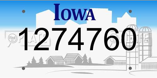 1274760 Iowa License Plate