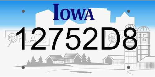 12752D8 Iowa License Plate