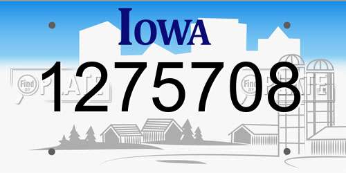 1275708 Iowa License Plate