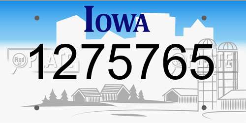 1275765 Iowa License Plate