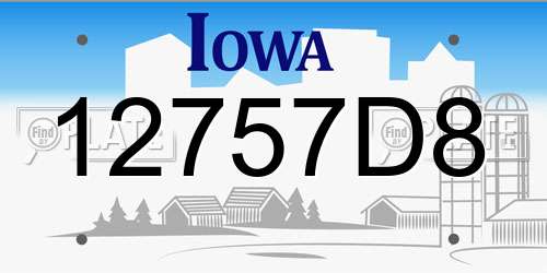 12757D8 Iowa License Plate