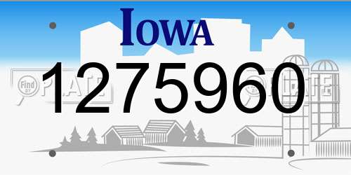 1275960 Iowa License Plate