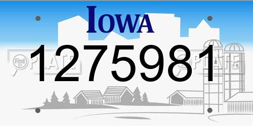 1275981 Iowa License Plate