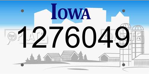 1276049 Iowa License Plate