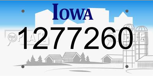 1277260 Iowa License Plate