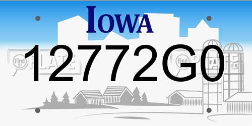 12772G0 Iowa License Plate