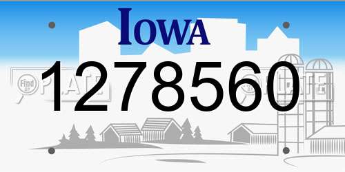 1278560 Iowa License Plate