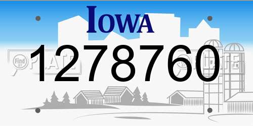 1278760 Iowa License Plate