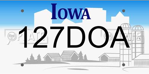 127DOA Iowa License Plate