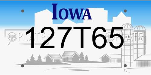 127T65 Iowa License Plate