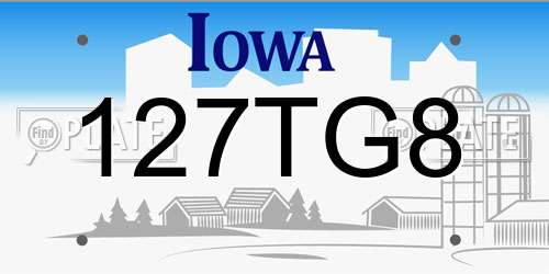 127TG8 Iowa License Plate