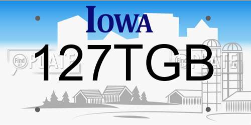 127TGB Iowa License Plate