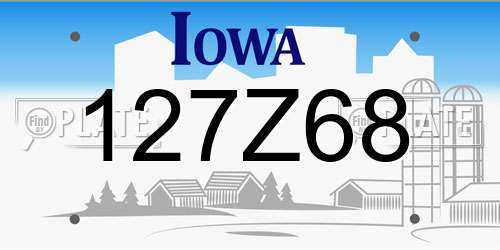 127Z68 Iowa License Plate