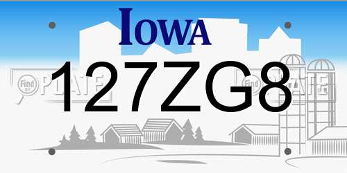 127ZG8 Iowa License Plate