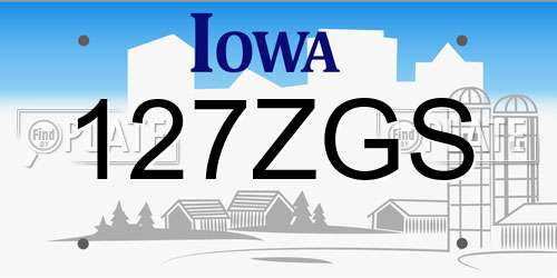127ZGS Iowa License Plate
