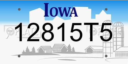 12815T5 Iowa License Plate