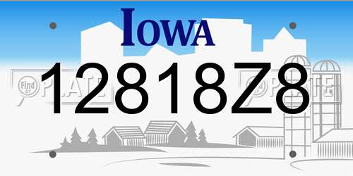 12818Z8 Iowa License Plate