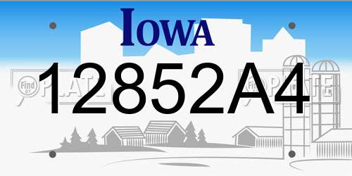 12852A4 Iowa License Plate