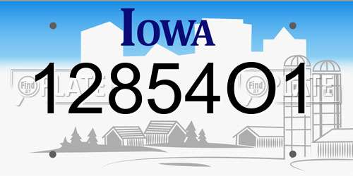 12854O1 Iowa License Plate