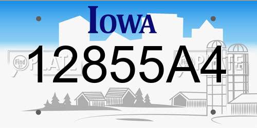 12855A4 Iowa License Plate