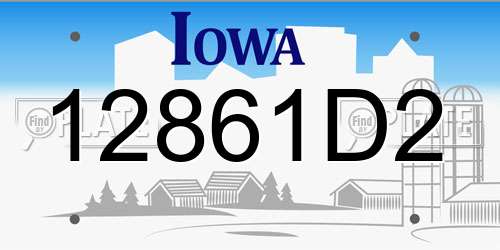 12861D2 Iowa License Plate