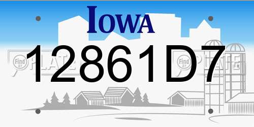 12861D7 Iowa License Plate