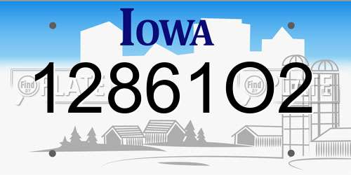 12861O2 Iowa License Plate