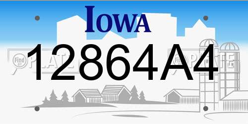 12864A4 Iowa License Plate