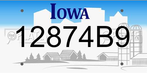 12874B9 Iowa License Plate