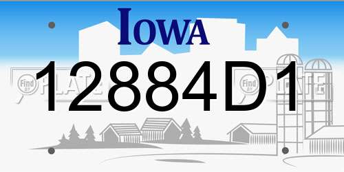 12884D1 Iowa License Plate