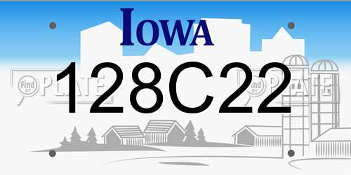 128C22 Iowa License Plate