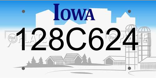 128C624 Iowa License Plate