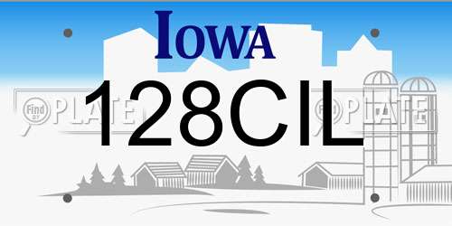 128CIL Iowa License Plate